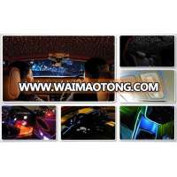 Car use DC12V 6W RGB LED plastic Fiber Optic Star Ceiling Kit Light 100pcs 0.75mm 2M +17key Remote optical